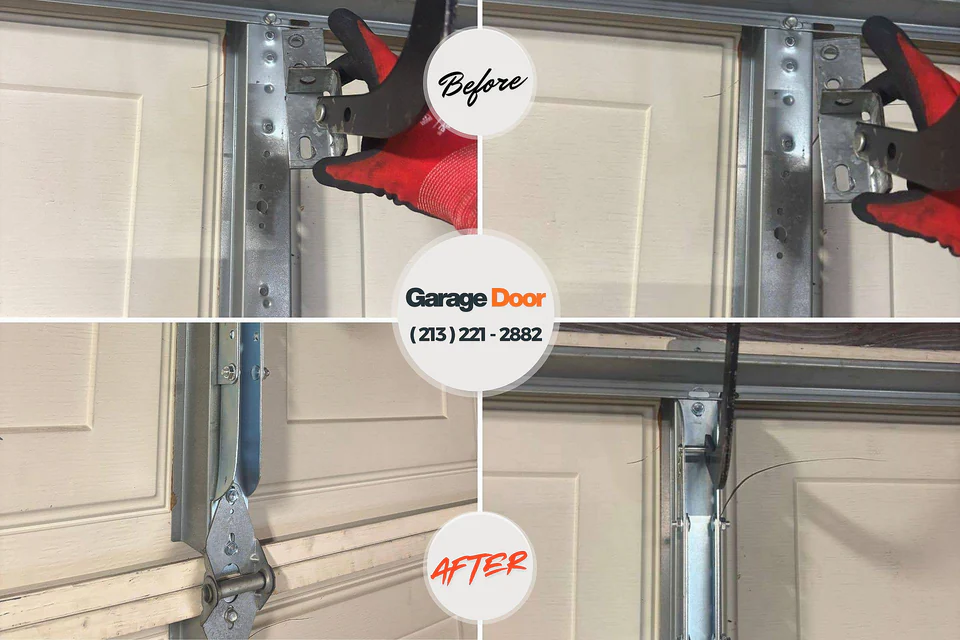 Before and after: garage door repair Sterling, KS